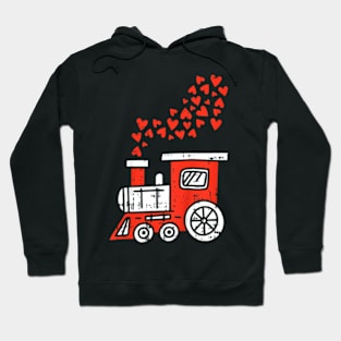 Kids Heart Train Valentines Day Cool Railroad Love Boys Girls Hoodie